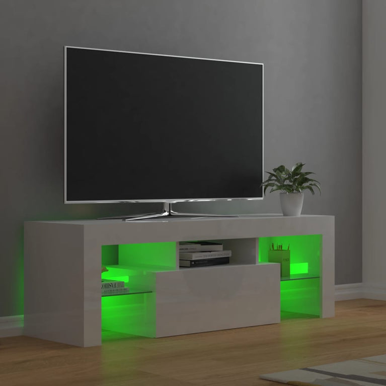 Tv-meubel met LED-verlichting 120x35x40 cm hoogglans wit MeubelReus