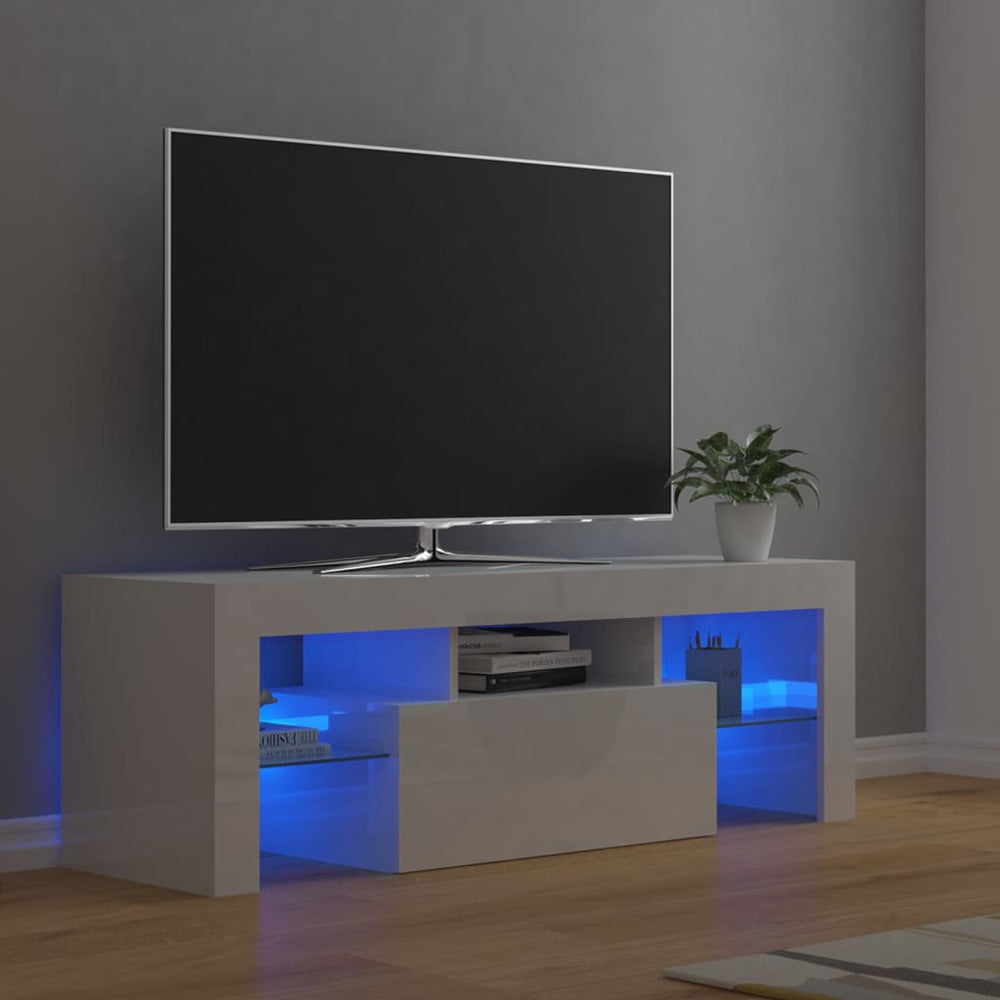 Tv-meubel met LED-verlichting 120x35x40 cm hoogglans wit MeubelReus