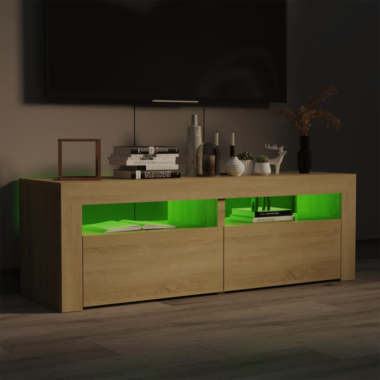 Tv-meubel met LED-verlichting 120x35x40cm sonoma eikenkleurig MeubelReus