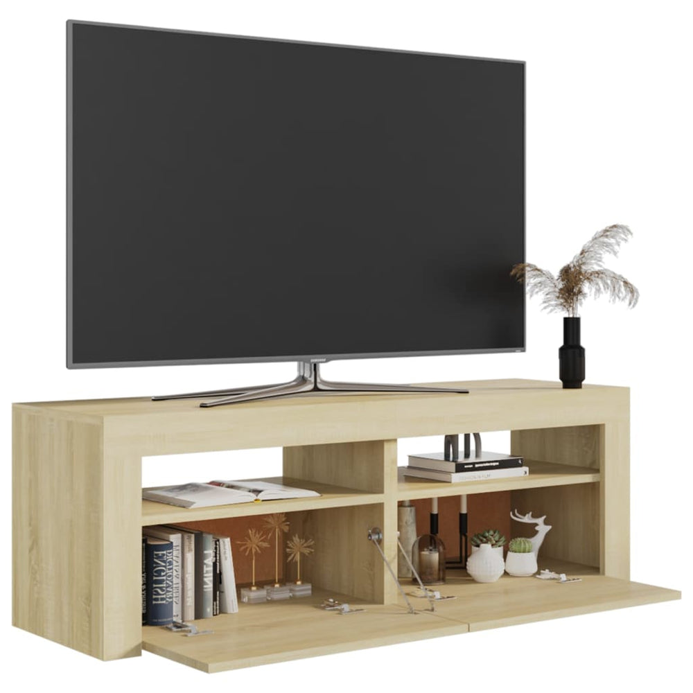 Tv-meubel met LED-verlichting 120x35x40cm sonoma eikenkleurig MeubelReus