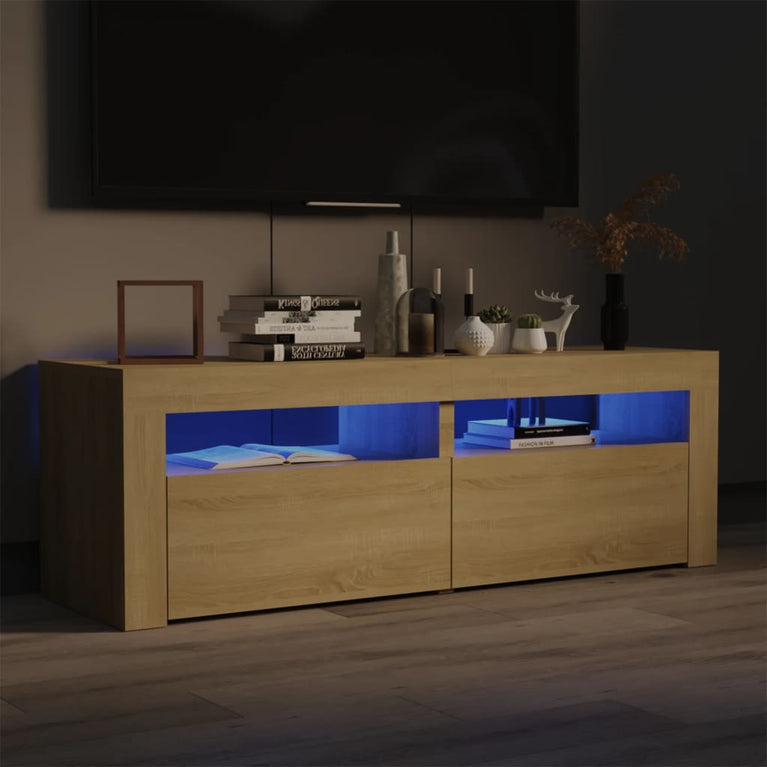 Tv-meubel met LED-verlichting 120x35x40cm sonoma eikenkleurig MeubelReus