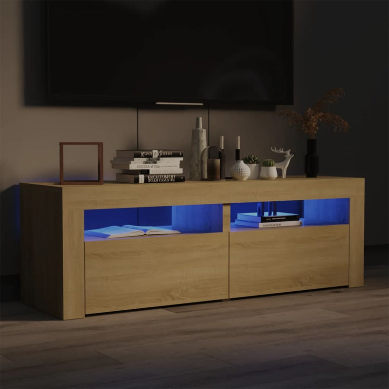 Tv-meubel met LED-verlichting 120x35x40cm sonoma eikenkleurig MeubelReus