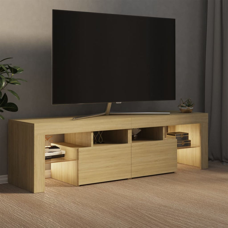 Tv-meubel LED-verlichting 140x36,5x40 cm sonoma eikenkleurig MeubelReus
