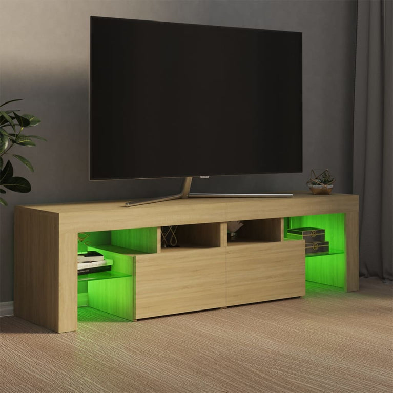 Tv-meubel LED-verlichting 140x36,5x40 cm sonoma eikenkleurig MeubelReus