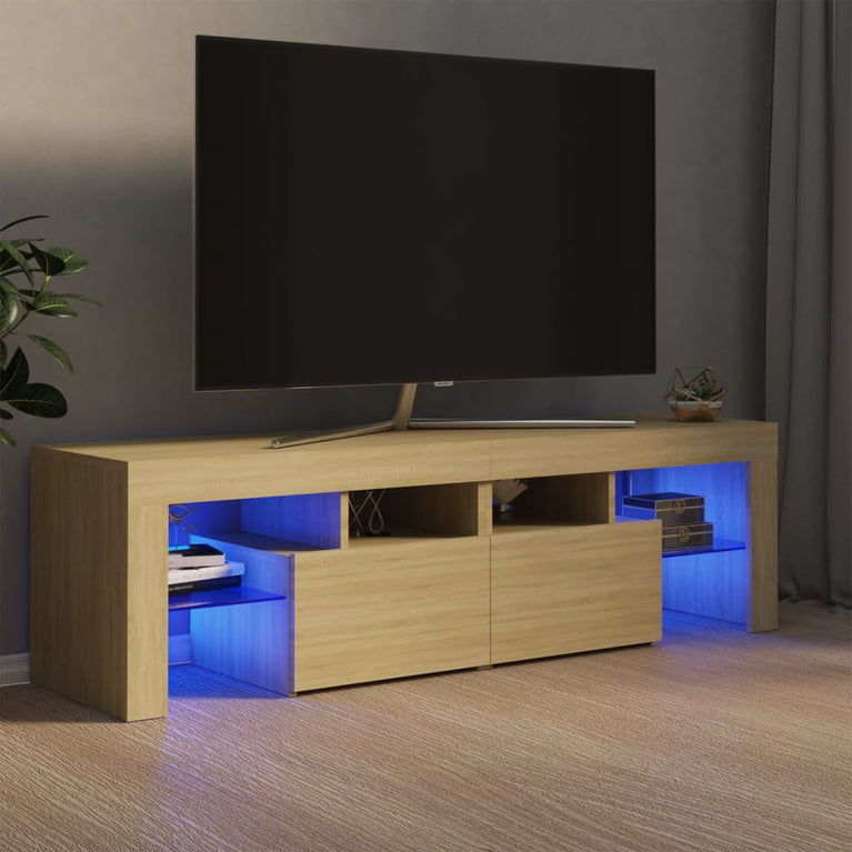Tv-meubel LED-verlichting 140x36,5x40 cm sonoma eikenkleurig MeubelReus