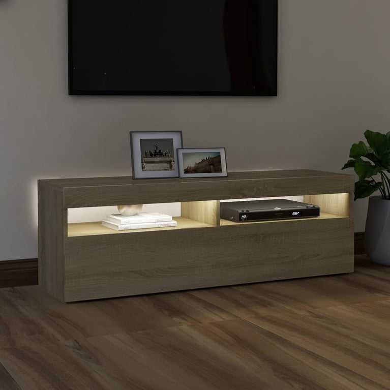 Tv-meubel met LED-verlichting 120x35x40 cm sonoma eikenkleurig MeubelReus