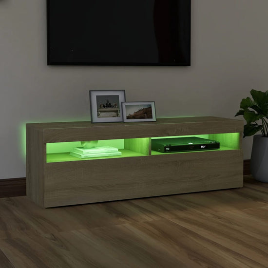 Tv-meubel met LED-verlichting 120x35x40 cm sonoma eikenkleurig MeubelReus