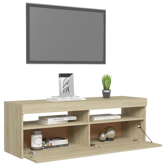 Tv-meubel met LED-verlichting 120x35x40 cm sonoma eikenkleurig MeubelReus