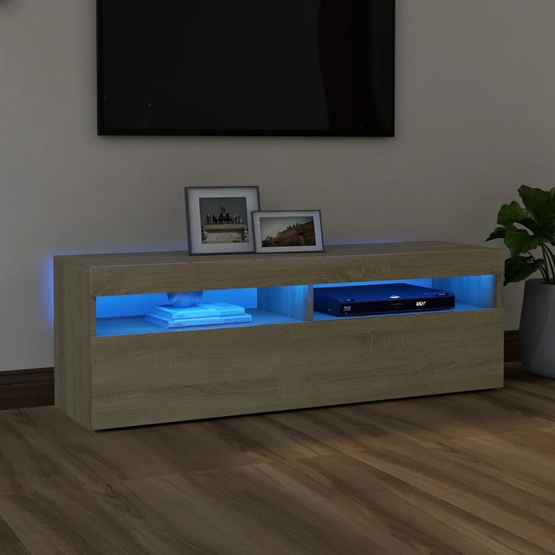 Tv-meubel met LED-verlichting 120x35x40 cm sonoma eikenkleurig MeubelReus