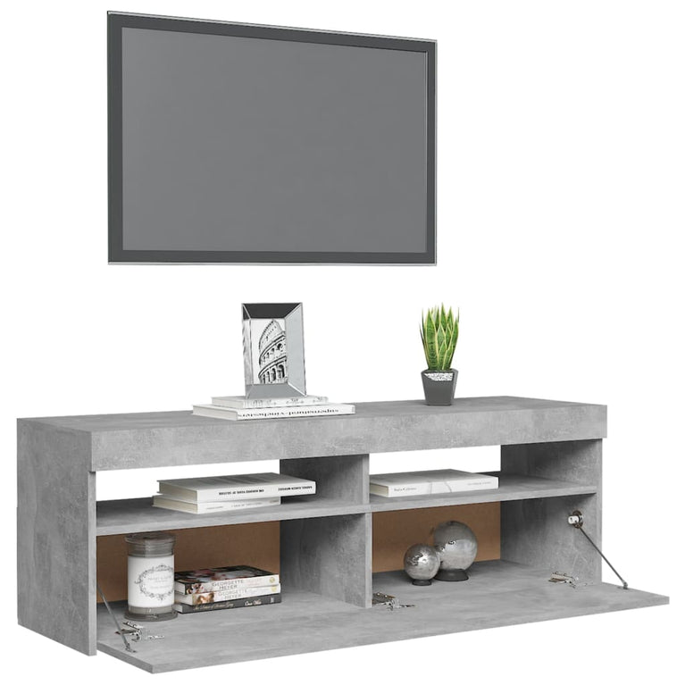 Tv-meubel met LED-verlichting 120x35x40 cm betongrijs MeubelReus