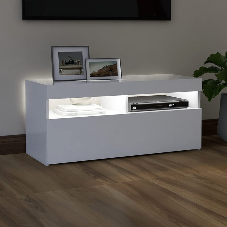 Tv-meubel met LED-verlichting 90x35x40 cm wit MeubelReus