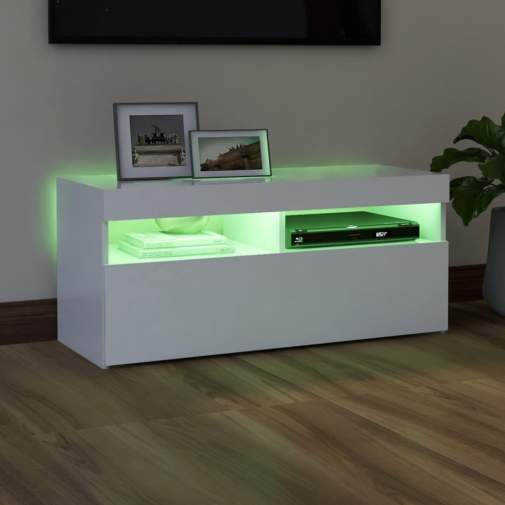 Tv-meubel met LED-verlichting 90x35x40 cm wit MeubelReus