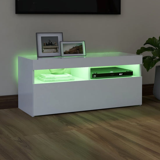 Tv-meubel met LED-verlichting 90x35x40 cm wit MeubelReus