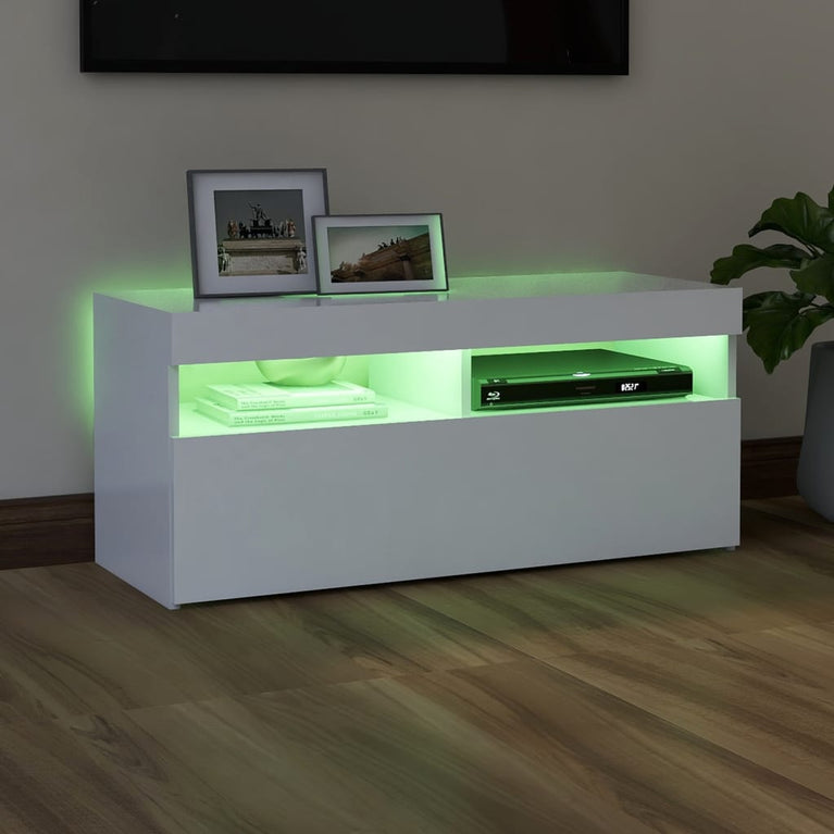 Tv-meubel met LED-verlichting 90x35x40 cm wit MeubelReus