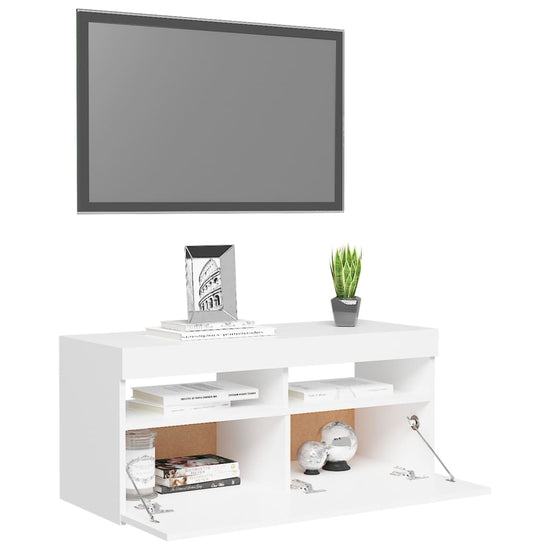 Tv-meubel met LED-verlichting 90x35x40 cm wit MeubelReus