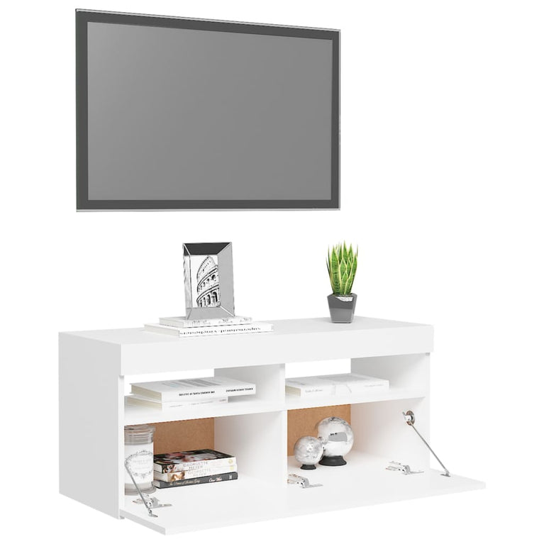 Tv-meubel met LED-verlichting 90x35x40 cm wit MeubelReus