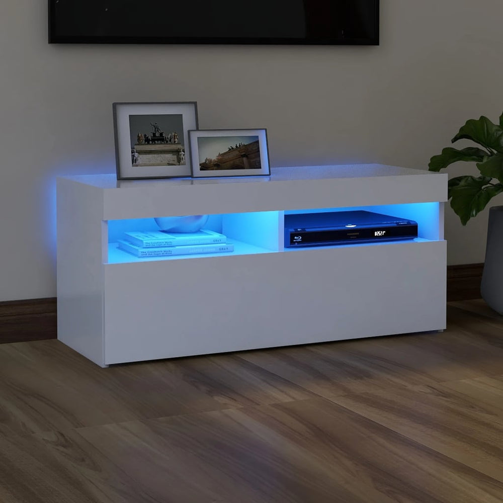 Tv-meubel met LED-verlichting 90x35x40 cm wit MeubelReus