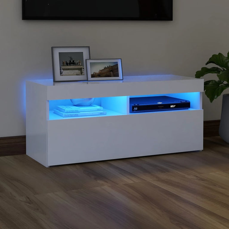 Tv-meubel met LED-verlichting 90x35x40 cm wit MeubelReus