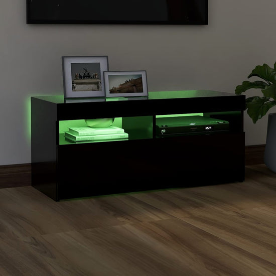 Tv-meubel met LED-verlichting 90x35x40 cm zwart MeubelReus