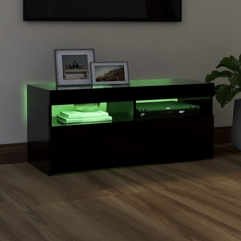 Tv-meubel met LED-verlichting 90x35x40 cm zwart MeubelReus