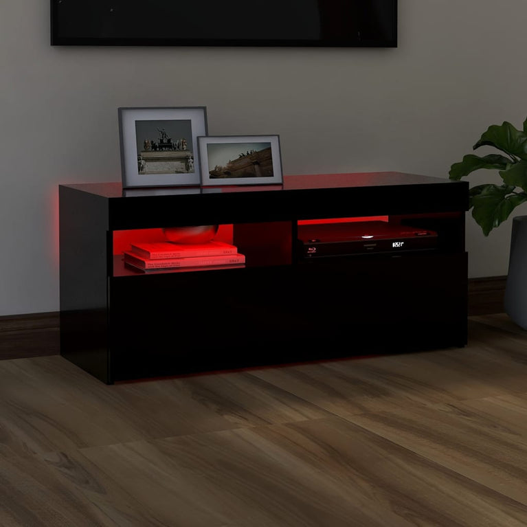 Tv-meubel met LED-verlichting 90x35x40 cm zwart MeubelReus