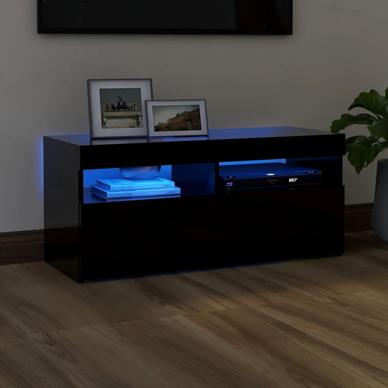 Tv-meubel met LED-verlichting 90x35x40 cm zwart MeubelReus