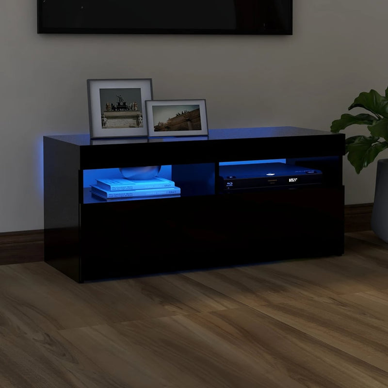Tv-meubel met LED-verlichting 90x35x40 cm zwart MeubelReus
