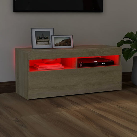 Tv-meubel met LED-verlichting 90x35x40 cm sonoma eikenkleurig MeubelReus