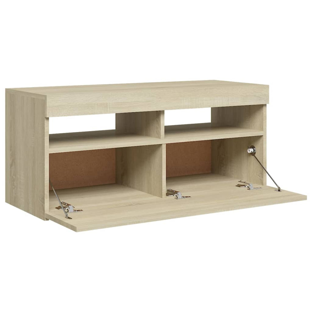 Tv-meubel met LED-verlichting 90x35x40 cm sonoma eikenkleurig MeubelReus