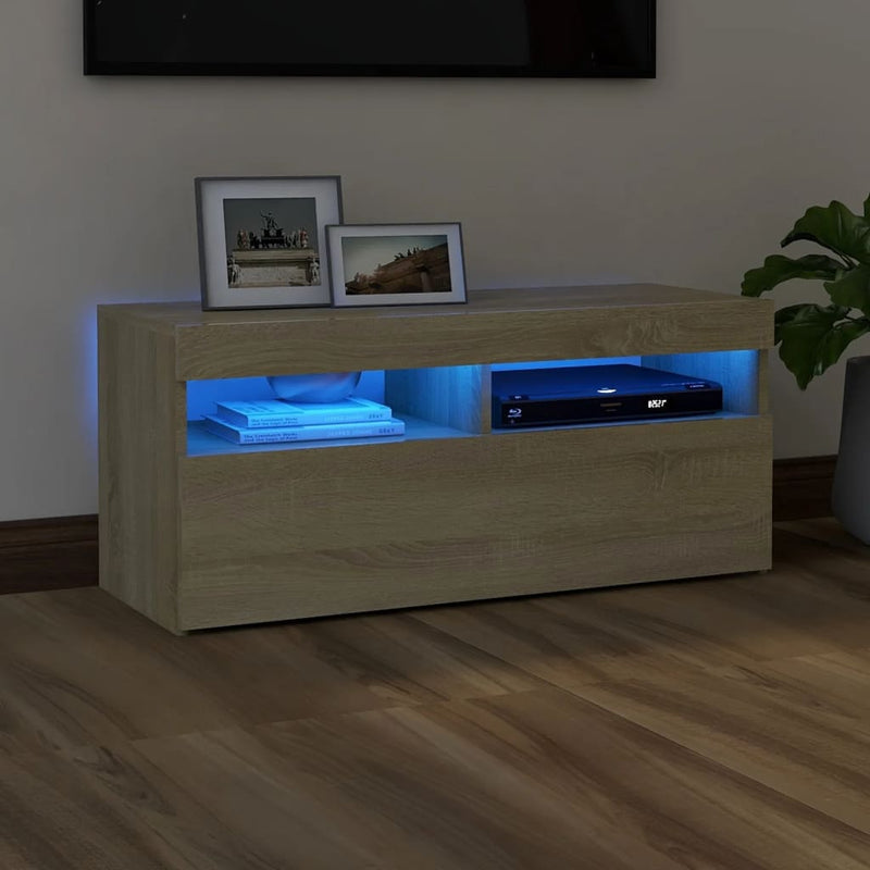 Tv-meubel met LED-verlichting 90x35x40 cm sonoma eikenkleurig MeubelReus