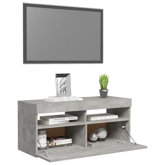 Tv-meubel met LED-verlichting 90x35x40 cm betongrijs MeubelReus