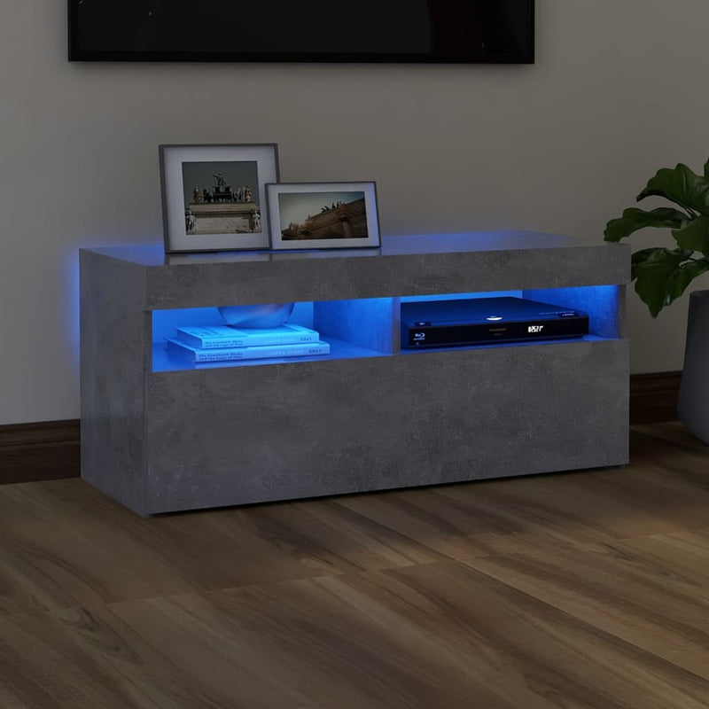 Tv-meubel met LED-verlichting 90x35x40 cm betongrijs MeubelReus