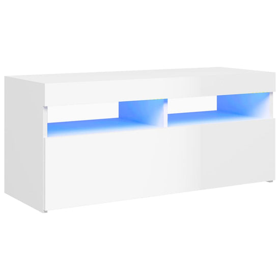 Tv-meubel met LED-verlichting 90x35x40 cm hoogglans wit MeubelReus
