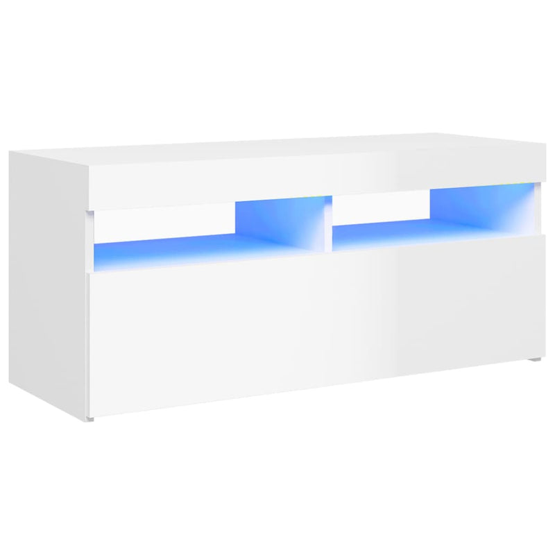 Tv-meubel met LED-verlichting 90x35x40 cm hoogglans wit MeubelReus