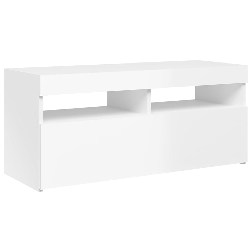 Tv-meubel met LED-verlichting 90x35x40 cm hoogglans wit MeubelReus