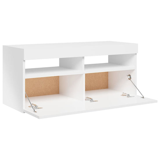Tv-meubel met LED-verlichting 90x35x40 cm hoogglans wit MeubelReus