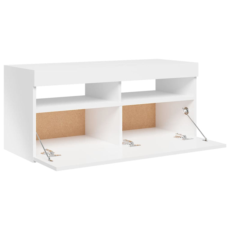 Tv-meubel met LED-verlichting 90x35x40 cm hoogglans wit MeubelReus