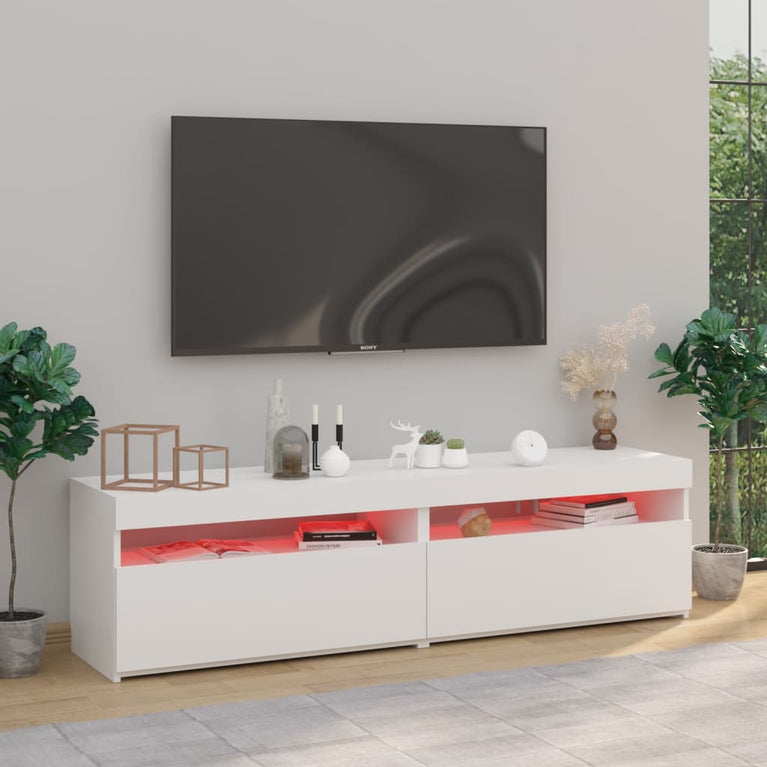 Tv-meubelen 2 st met LED-verlichting 75x35x40 cm wit MeubelReus