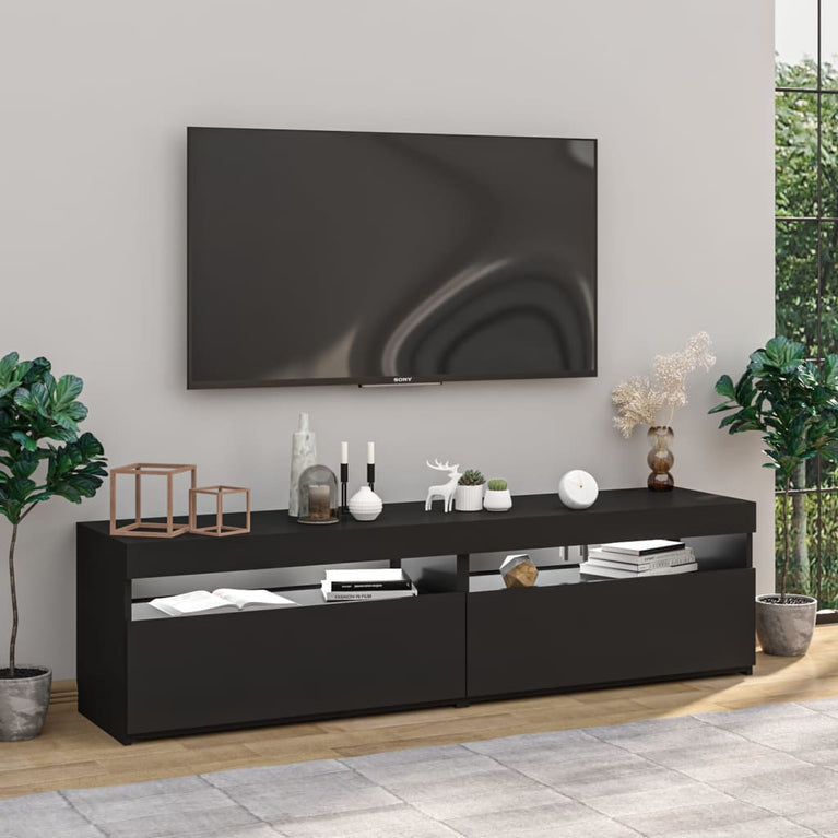 Tv-meubelen 2 st met LED-verlichting 75x35x40 cm zwart MeubelReus