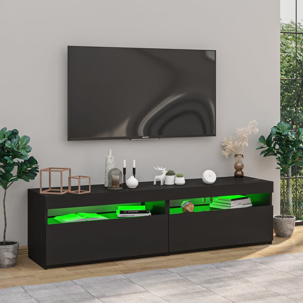 Tv-meubelen 2 st met LED-verlichting 75x35x40 cm zwart MeubelReus