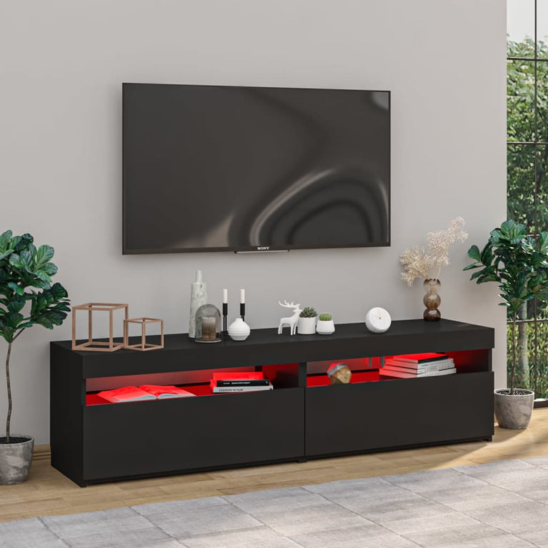 Tv-meubelen 2 st met LED-verlichting 75x35x40 cm zwart MeubelReus