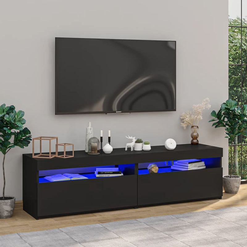 Tv-meubelen 2 st met LED-verlichting 75x35x40 cm zwart MeubelReus