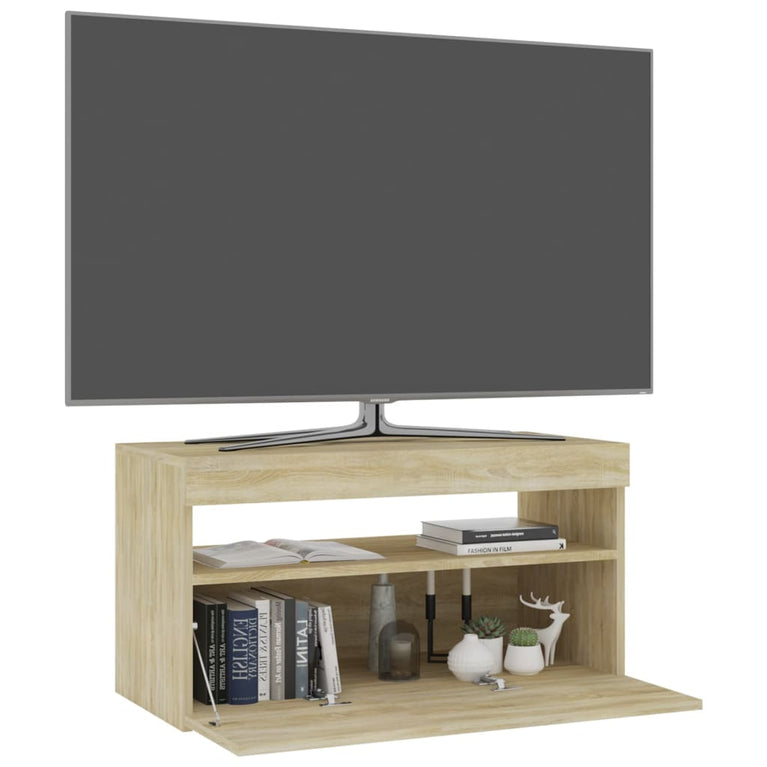 Tv-meubel met LED-verlichting 75x35x40 cm sonoma eikenkleurig MeubelReus