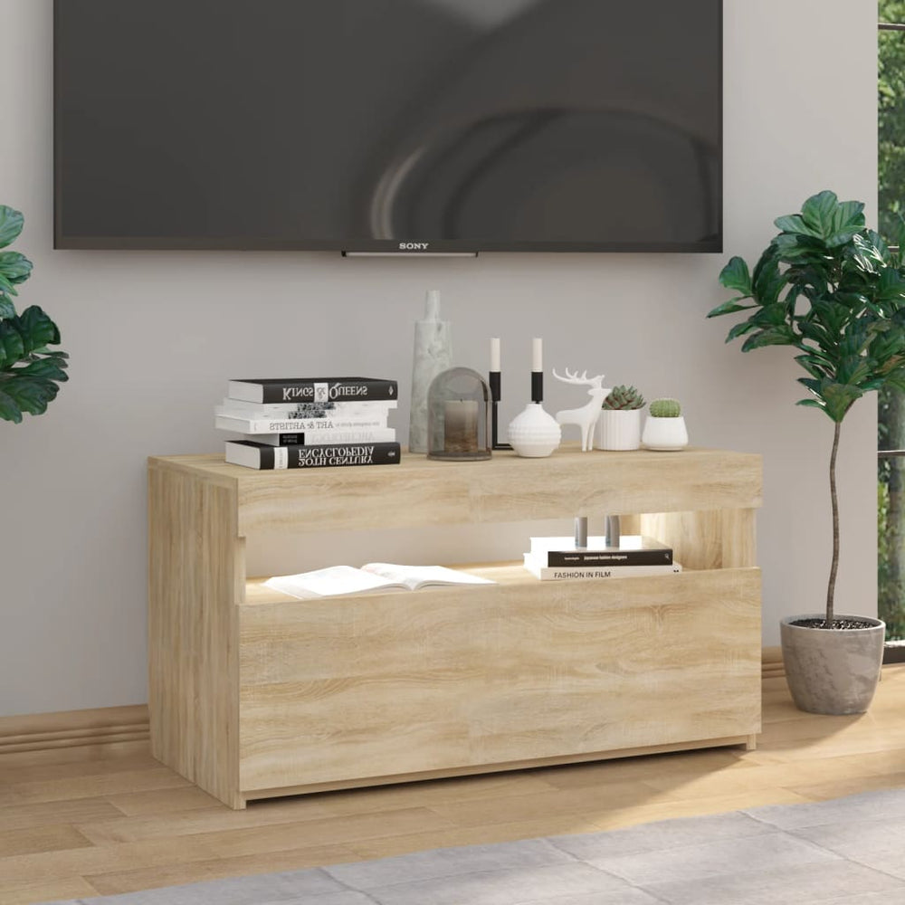 Tv-meubel met LED-verlichting 75x35x40 cm sonoma eikenkleurig MeubelReus