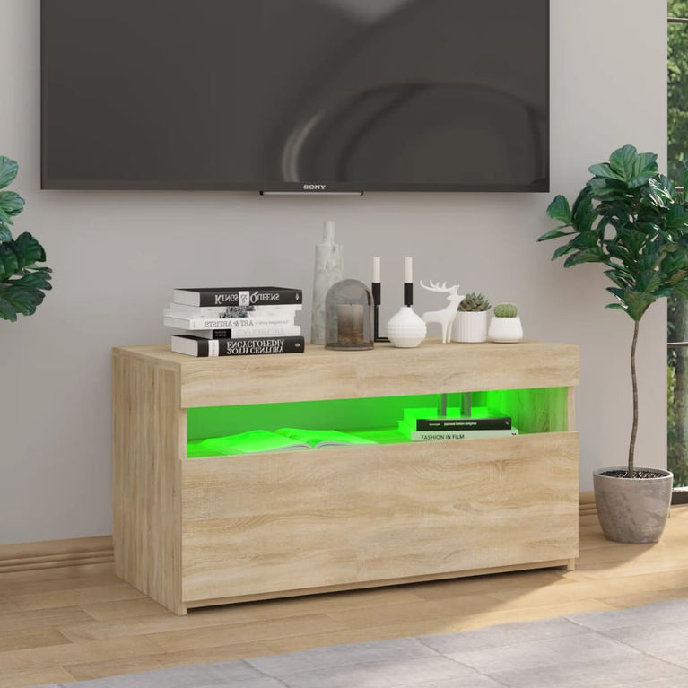 Tv-meubel met LED-verlichting 75x35x40 cm sonoma eikenkleurig MeubelReus