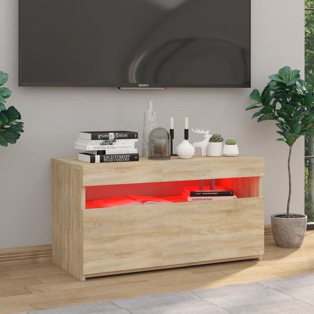 Tv-meubel met LED-verlichting 75x35x40 cm sonoma eikenkleurig MeubelReus