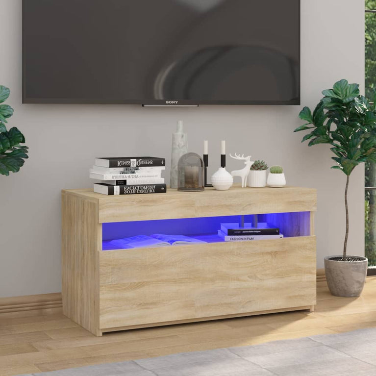 Tv-meubel met LED-verlichting 75x35x40 cm sonoma eikenkleurig MeubelReus