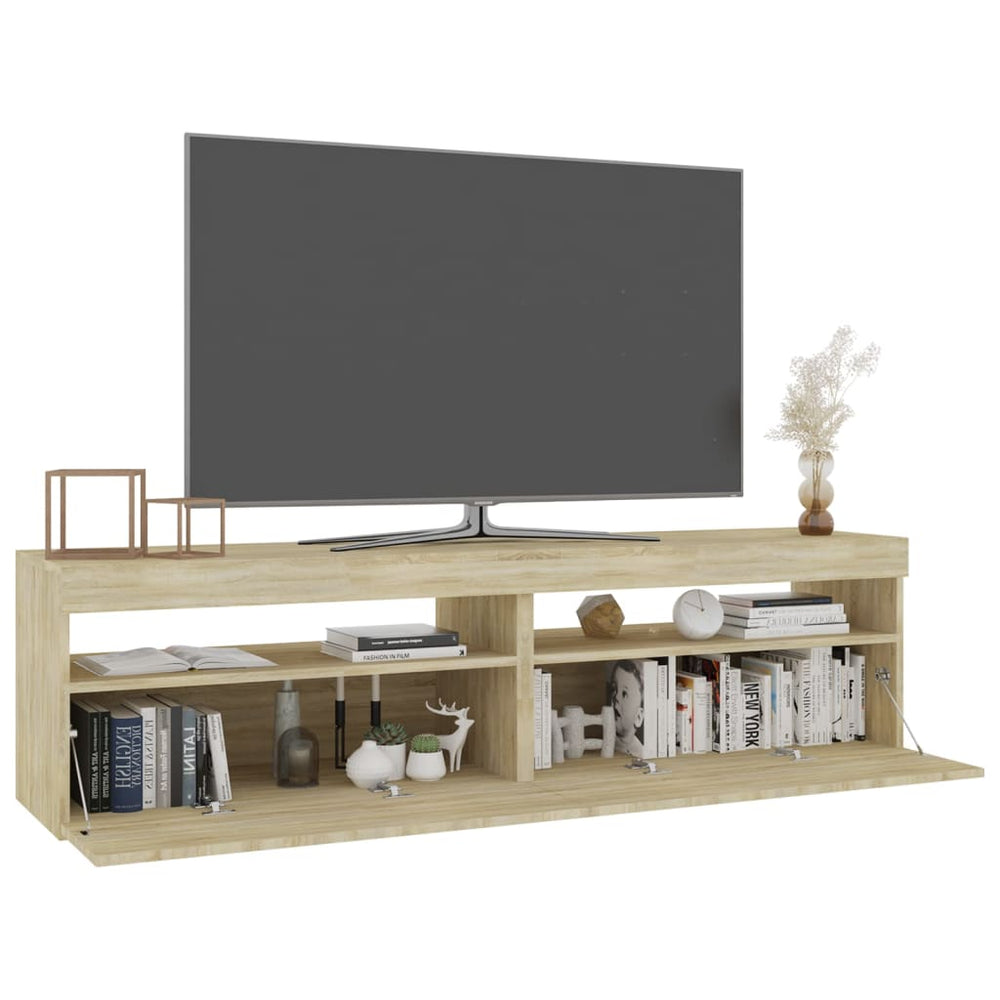 Tv-meubelen 2 st met LED-verlichting 75x35x40 cm sonoma eiken MeubelReus