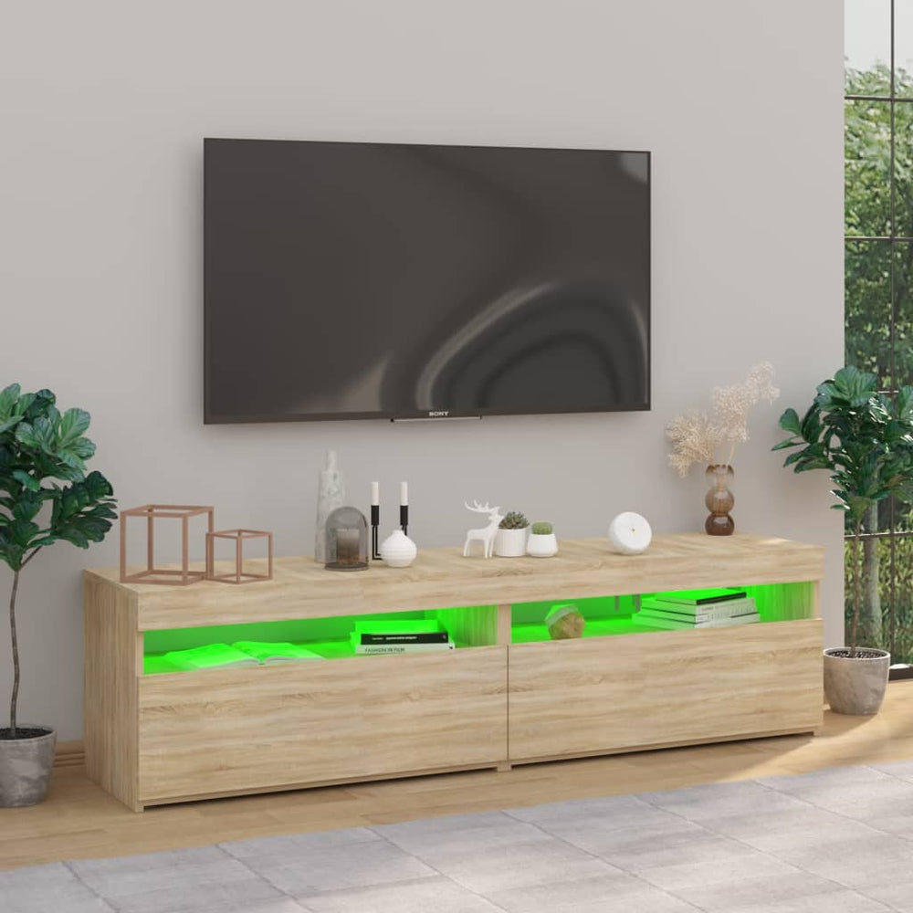 Tv-meubelen 2 st met LED-verlichting 75x35x40 cm sonoma eiken MeubelReus