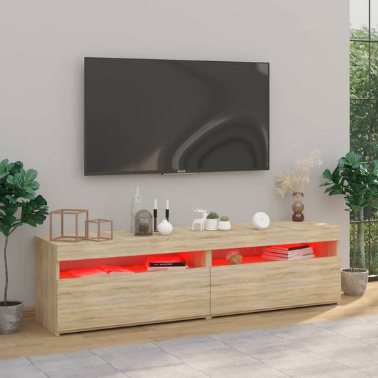 Tv-meubelen 2 st met LED-verlichting 75x35x40 cm sonoma eiken MeubelReus